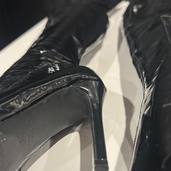 Black Over-the-Knee Patent Stiletto Boots, Size 7 - Picture 7 of 8